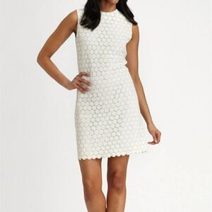 Raoul Optic White Lace Shift Leather Back Dress